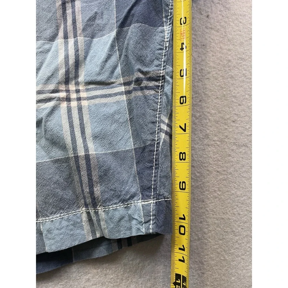 Gap Shorts Plaid Flat Front Cotton Bermuda 10" Long Chino Mens 38 Mixed Blue - Picture 7 of 8
